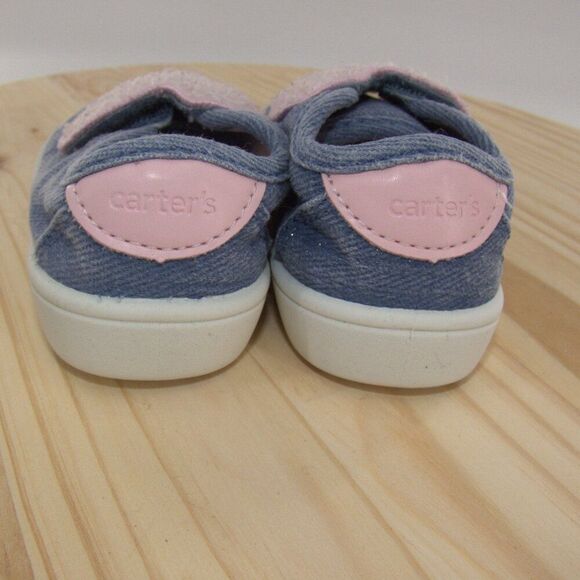 Carter's Blue Denim with Sherpa Heart Sneakers Toddler Size 5 - Picture 5 of 6